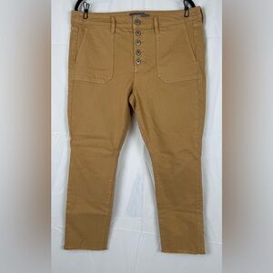 Torrid Cropped Mustard Tan Button-Fly Pants. Size 10